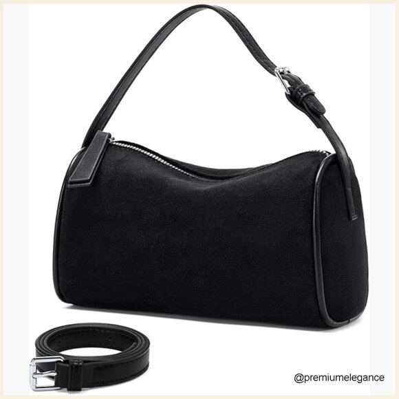 Handbags - Small Barrel Hobo Bag with Adjustable Strap for Work Travel
